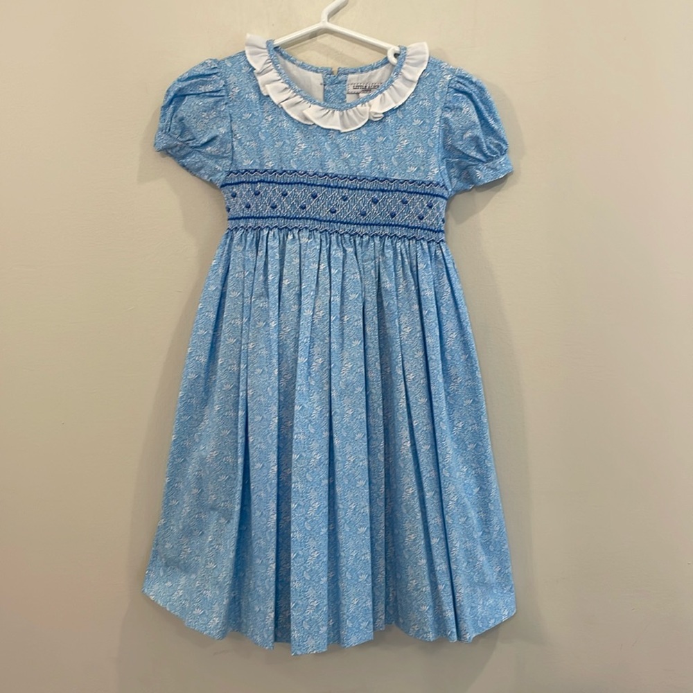 Elegant Blue Kids Dress with White Ruffle Collar